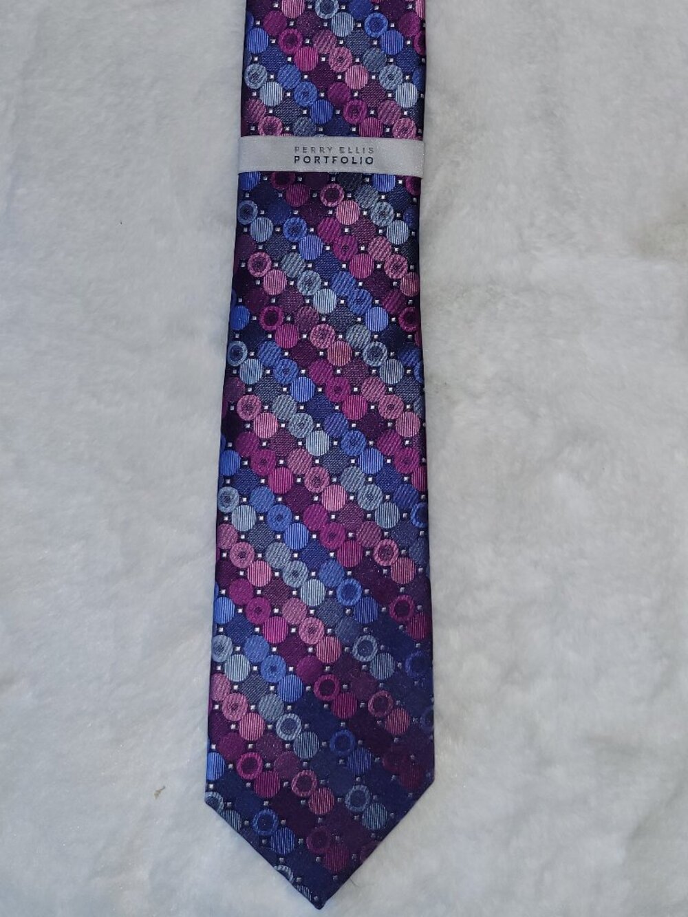 Perry Ellis Portfolio Mens Tilman Dot Tie Magenta ONE SIZE